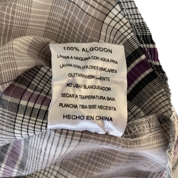 Levi Strauss & Co Pearl Snap Shirt Mens Size L Long Sleeve Pockets Purple Plaid - Picture 7 of 11